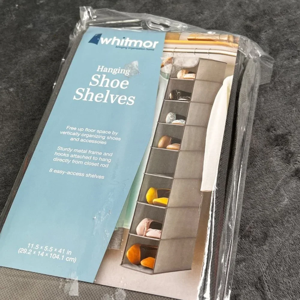Whitmor Hanging Shoe Shelves Closet Organizer Cubbies 8 Shelf Metal Frame NIP